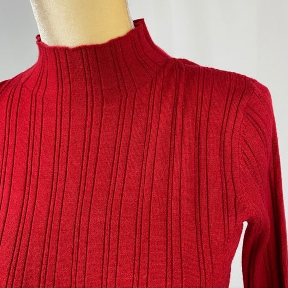 Joan Vass New York Long Sleeved Red Thin Sweater 🟡 - Picture 2 of 9